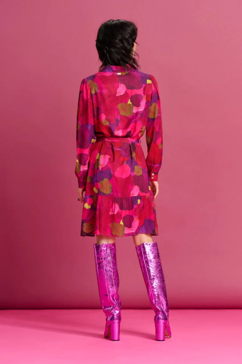 POM AMSTERDAM | Dress | Brushwork Fiery Pink - Image 5