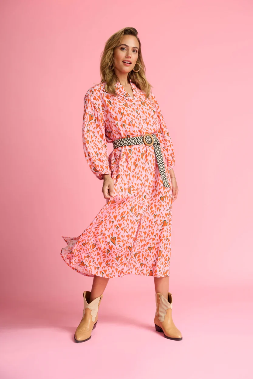 POM AMSTERDAM | Stella Heart to Heart Dress | Pink - Image 4
